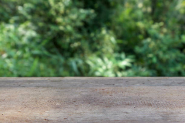 istock Empty Wooden table for your product and blur natural background 1139265157