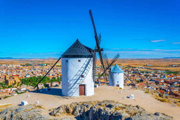 istock Traditional white windmills at Consuegra in Spain 1139265341