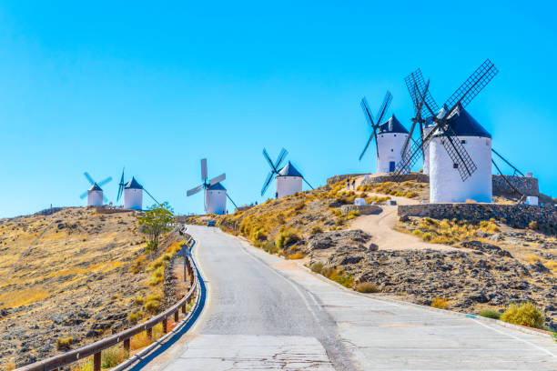 istock Traditional white windmills at Consuegra in Spain 1139266364