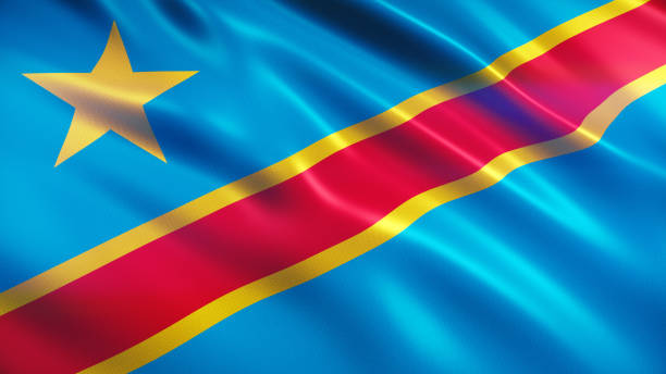 флаг демократической республики конго - congolese flag стоковые фото и изображения