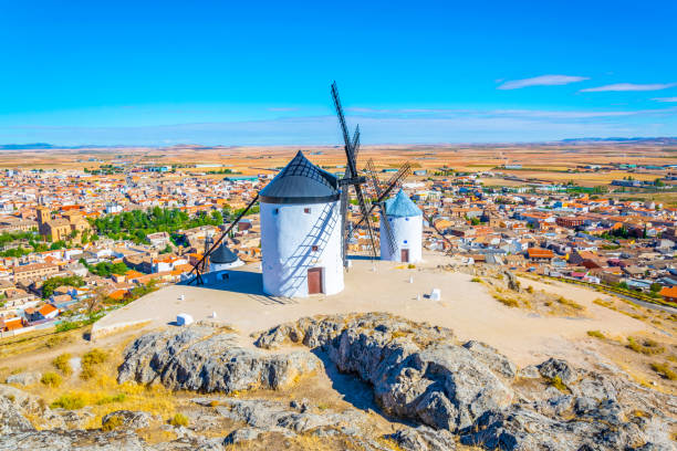 istock Traditional white windmills at Consuegra in Spain 1139267373