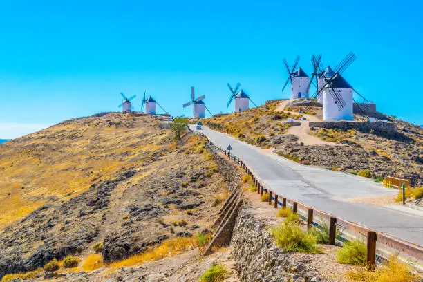 Photo of Traditional white windmills at Consuegra in Spain