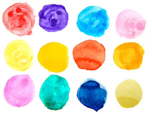 istock Circle shape design elements. Set of multicolored watercolor 1139267725