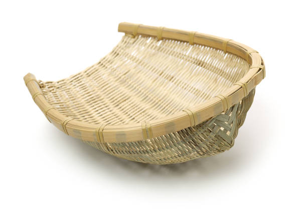 istock Bamboo basket hand made isolated on white background. Woven from bamboo tray. 1139271076