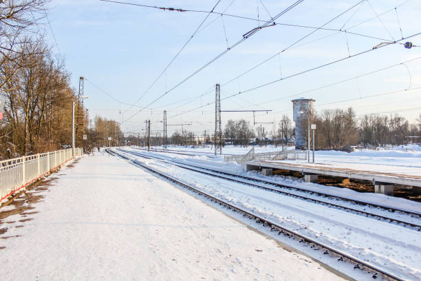 istock Winter railway. Russian railway. Sun, snow, rails 1139271257