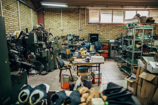 istock Messy shoe factory 1139271620