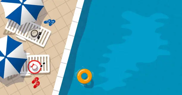 Vector illustration of Aerial view of swimming pool