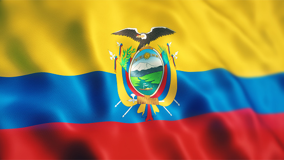 3d render Ecuador Flag Close-up (Depth Of Field)