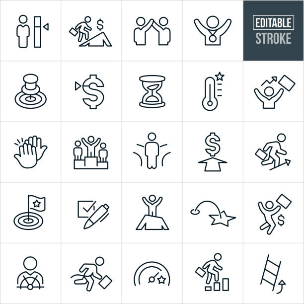 ziele der dünn-line icons-bestellbare stroke - desire stock-grafiken, -clipart, -cartoons und -symbole