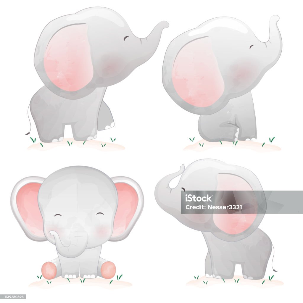 Ilustración de Conjunto De Lindos Elefantes De Dibujos Animados Bebé y más  Vectores Libres de Derechos de Elefante - iStock