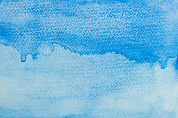 istock Bright blue watercolor handmade background. Aquarelle paint paper texture stain element. 1139280586