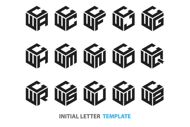 ilustrações de stock, clip art, desenhos animados e ícones de initial three-letter hexagon - letter a letter r letter w letter q