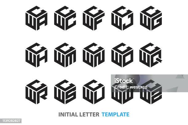 Initial Threeletter Hexagon Stock Illustration - Download Image Now - Logo, Letter W, Letter G