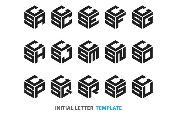 ilustrações de stock, clip art, desenhos animados e ícones de initial three-letter hexagon - f