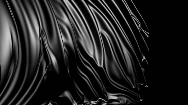 istock 3D rendering of black fabric. The fabric develops smoothly in the wind 1139283031