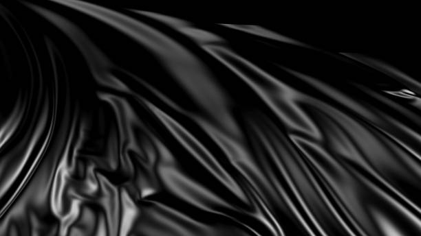 istock 3D rendering of black fabric. The fabric develops smoothly in the wind 1139283098