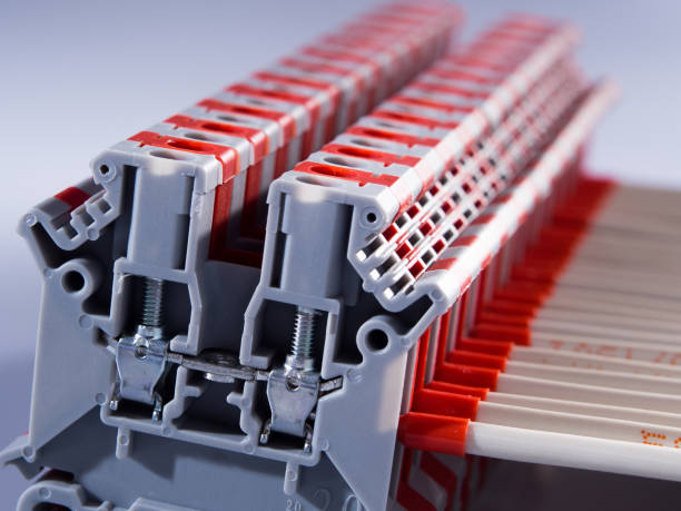 Industrial terminal blocks (or clamps). Terminal strip for electrical wiring
