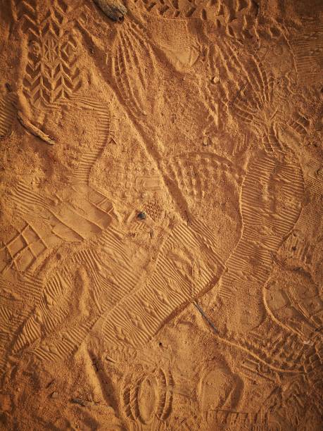 istock Sandy shoe track with vintage background 1139285971