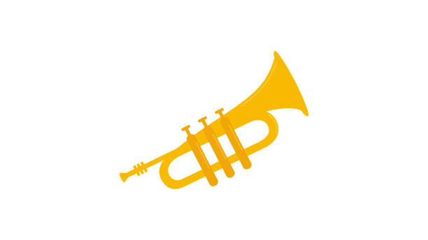 stockillustraties, clipart, cartoons en iconen met platte trompet icoon - trompet