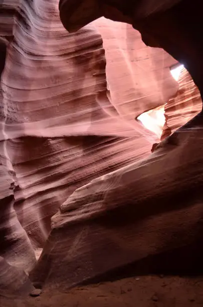 Arizona's Antelope Canyon carved out the red sandstone creating a slot canyon.
