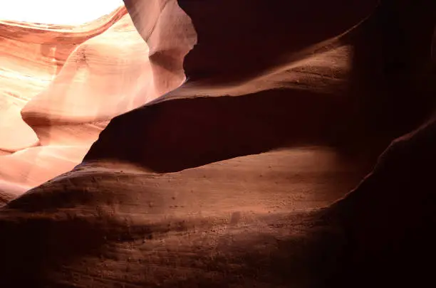 Gorgeous red rock walls of Antelope Slot Canyon in Arizona.