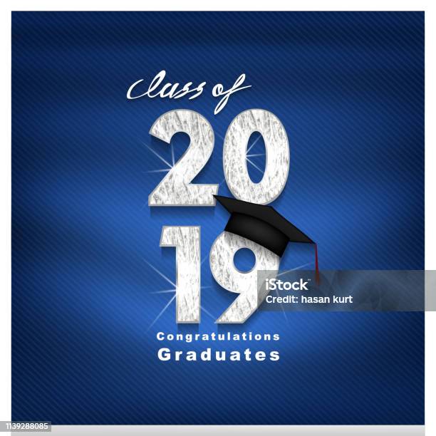 Vector Text For Graduation Silver Design Congratulation Event Tshirt Party High School Or College Graduate Lettering Class Of 2019 For Greeting Invitation Card Stock Illustration - Download Image Now