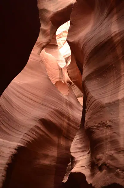Red rock slot canyon carved out of the rock in Arizona.
