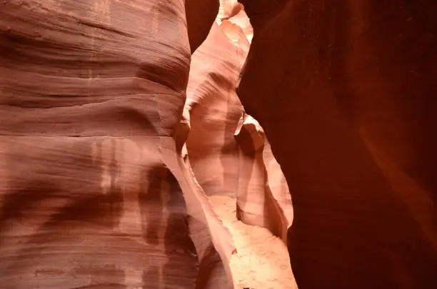 Towering red rock walls through Antelope Slot Canyon.