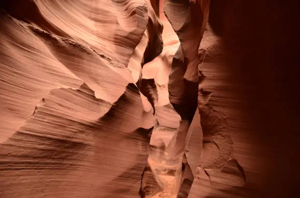 Beautiful textured walls of a red rock canyon on a Navajo Reservation.