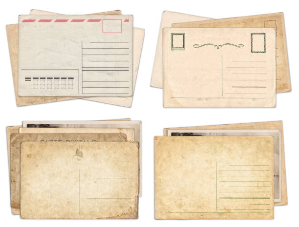 istock Set of various old vintage postcards isolated on white 1139289170