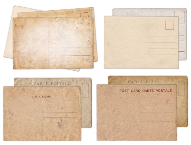 istock Set of various old vintage postcards isolated on white 1139289180