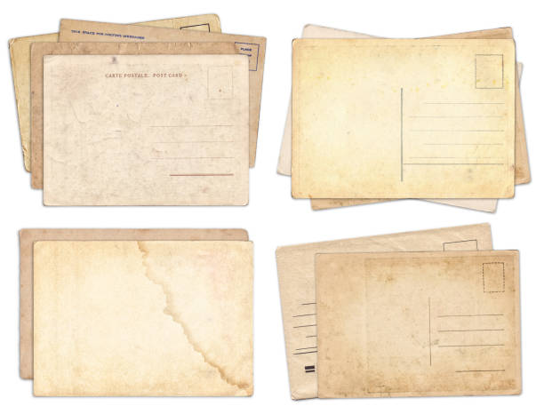 istock Set of various old vintage postcards isolated on white 1139289199
