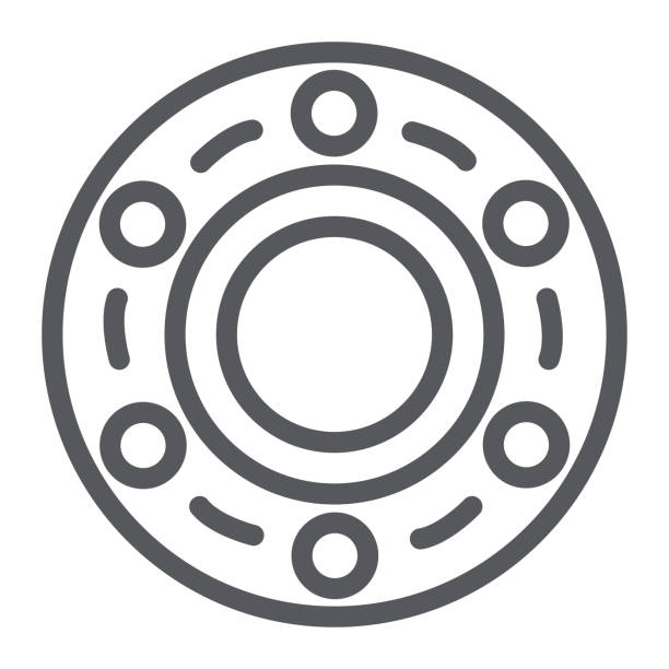 Bearing line icon, car and vehicle, wheel sign, vector graphics, a linear pattern on a white background. Bearing line icon, car and vehicle, wheel sign, vector graphics, a linear pattern on a white background, eps 10. ball bearing stock illustrations