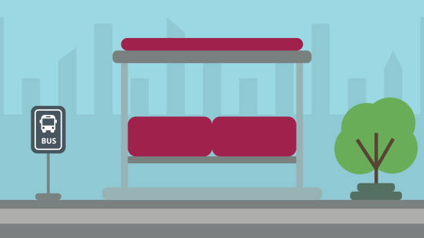 ilustracja przystanku autobusowego - bus speed transportation public utility stock illustrations