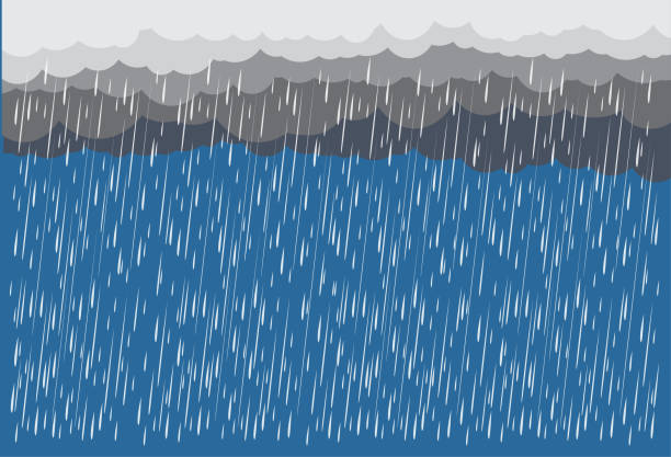 illustrazioni stock, clip art, cartoni animati e icone di tendenza di nuvole e pioggia, stagione delle piogge, design vettoriale, illustrazione. - monsone