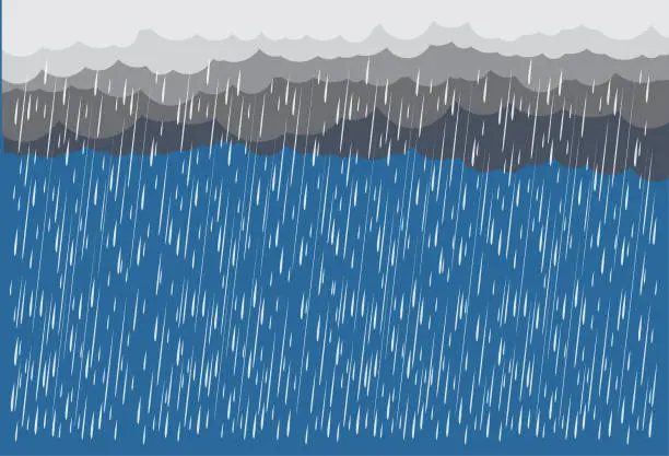 Vector illustration of Cloud and rain, rainy season, vector design , illustration.