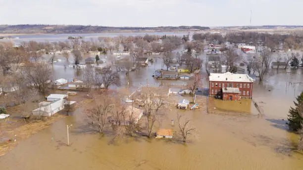 Photo of The Town of Pacific Junction Iowa is completely Submerged in the Flood of March 2019