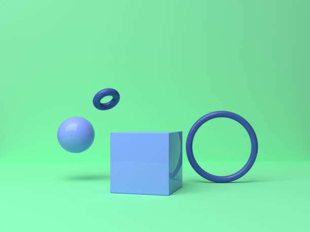 istock blue/purple geometric shape falling/levitation abstract minimal green scene 3d rendering 1139297813