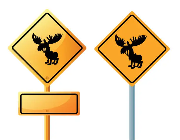 Vector illustration of Moose Road Sign