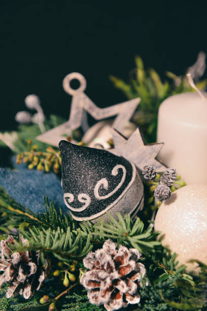 istock Christmas floral composition. a New Year's bouquet with candles 1139309636