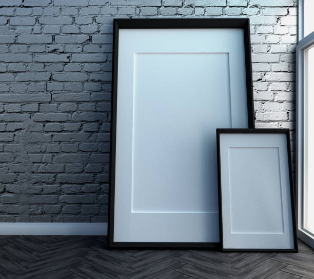 istock frames on brick wall and wooden wooden floor. 3D rendering 1139317940