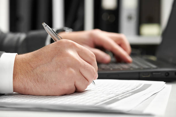 istock Businessman working in an office. Hands closeup. 1139318078