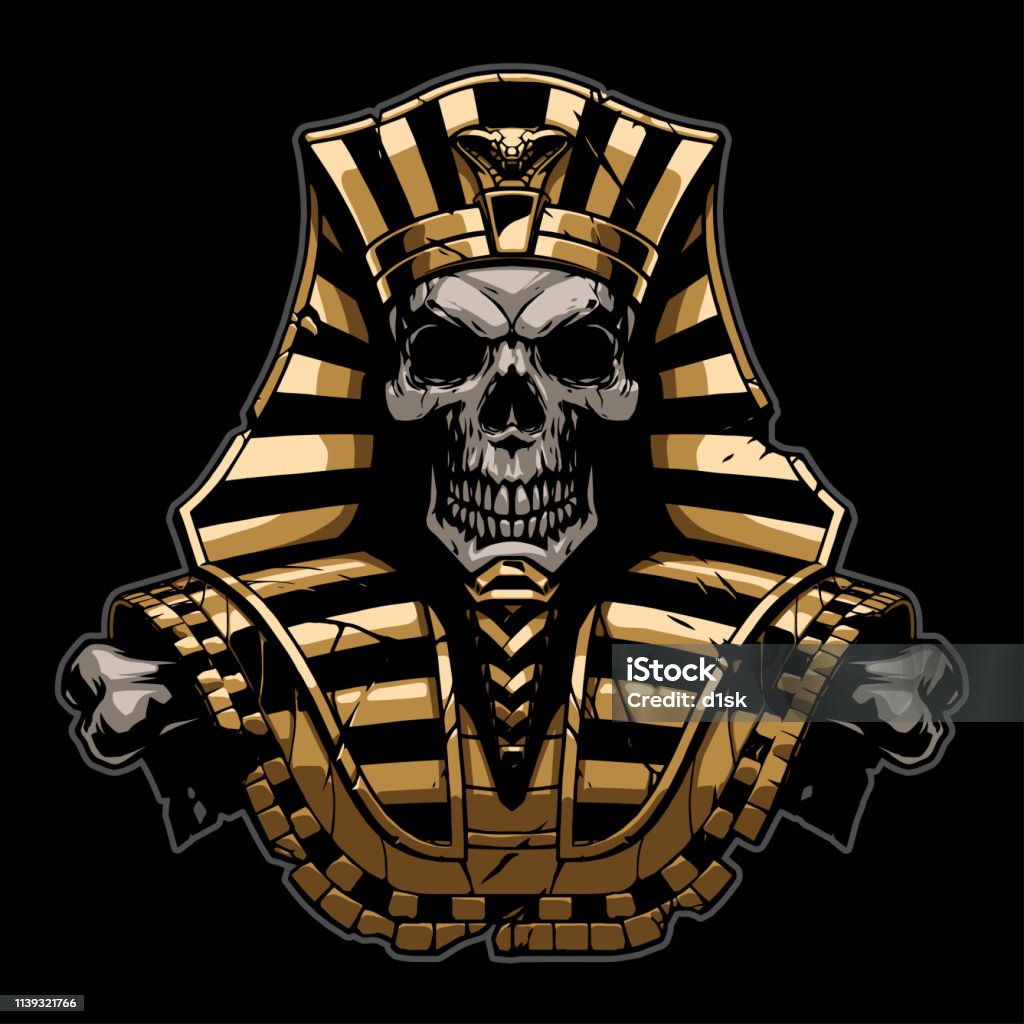 Gold Pharaoh Skull Gold Pharaoh Skull in vector Pharaoh stock vector