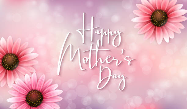 istock Vector illustration of mother's day greetings banner template with blooming gerbera flowers and hand lettering quote - happy mothers day on blur background 1139330309