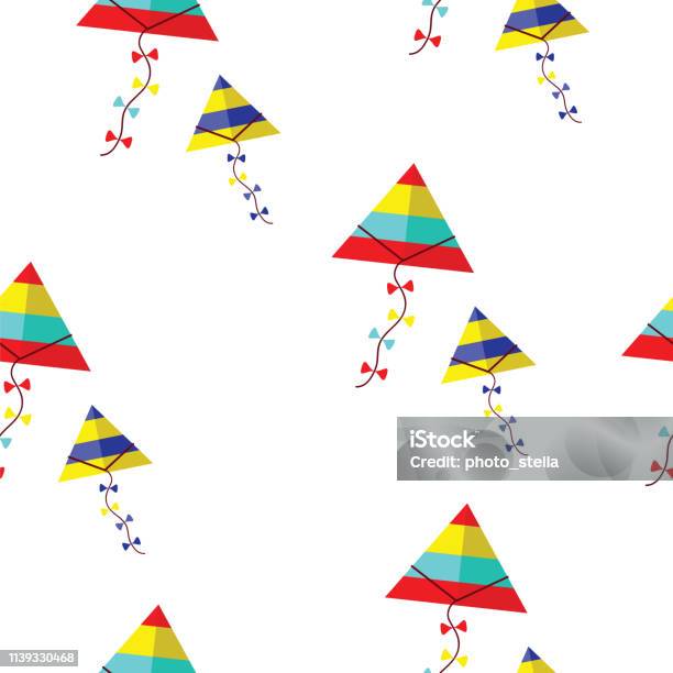 Colorful Kite Pattern Seamless Pattern With Colorful Kites Vector Stock Illustration ...