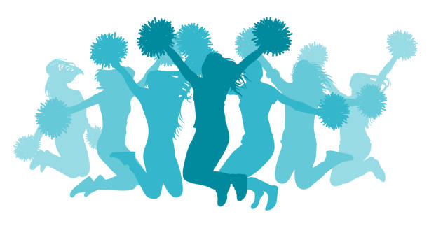 illustrations, cliparts, dessins animés et icônes de filles brandissant (cheerleaders) silhouette, isolé. illustration vectorielle. - human age symbol child icon set