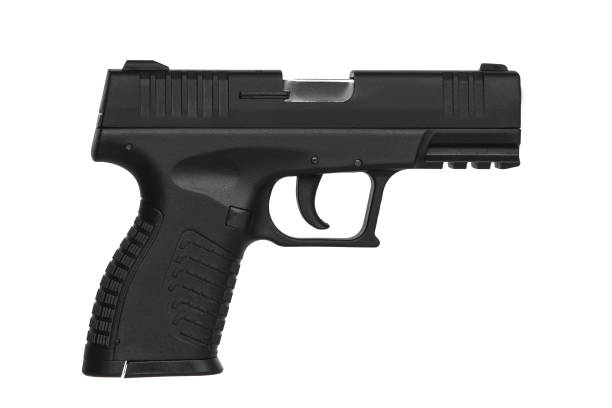 istock Black gun pistol isolated on white background 1139334066