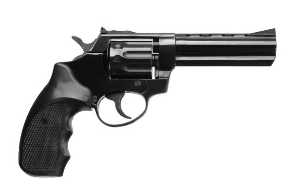 istock Black pistol revolver isolated on white background 1139334096