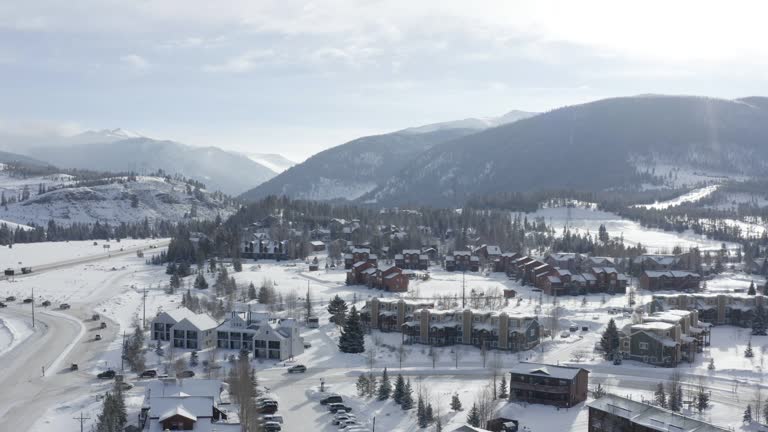 Colorado Rocky Mountains Snowy Winter Sun Day Aerial View Keystone