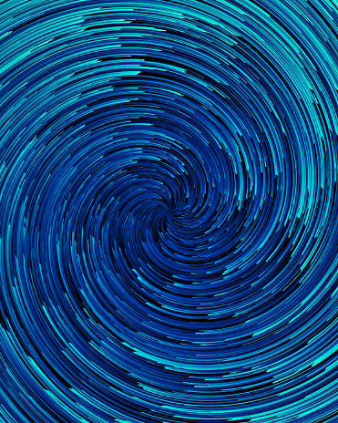 This vector illustration features surreal graphic art background. It is a combination of lineer patterns incorporating contrast colors, whirling to center of the image like a wave, whirlpool. The image is simple, detailed and atmospheric. The use of shine and color portrays a sense of circular motion action.